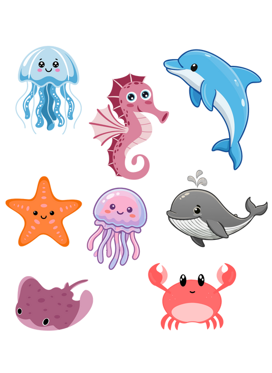 Cute Sea Friends Sticker Sheet - Kiss-cut