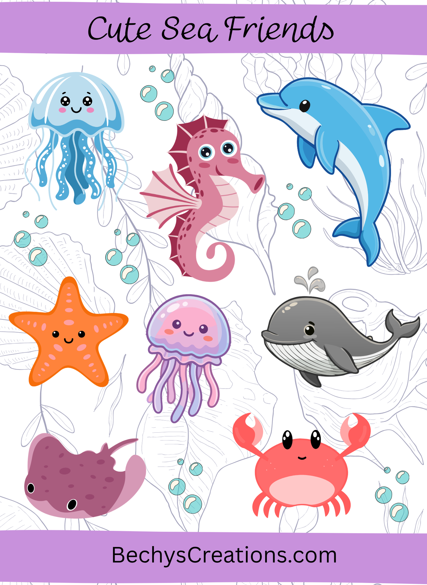 Cute Sea Friends Sticker Sheet - Kiss-cut
