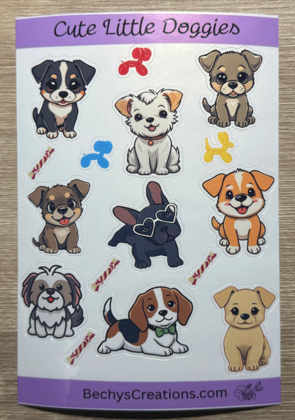 Cute Little Doggies Sticker Sheet - Kiss-cut