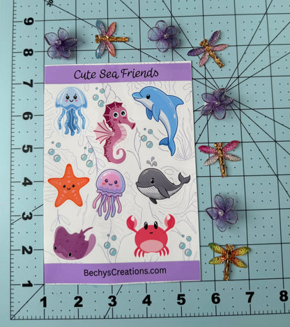Cute Sea Friends Sticker Sheet - Kiss-cut