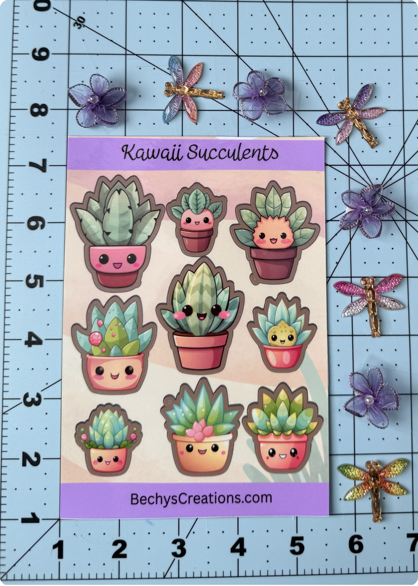 Kawaii Succulents Sticker Sheet / Kiss-cut